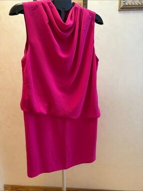 Trina Turk Fuchsia Sleeveless Cowl Neck Mini Dress